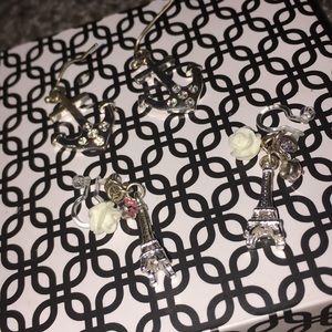 Eiffel Tower earrings w/ roses & anchor earrings
